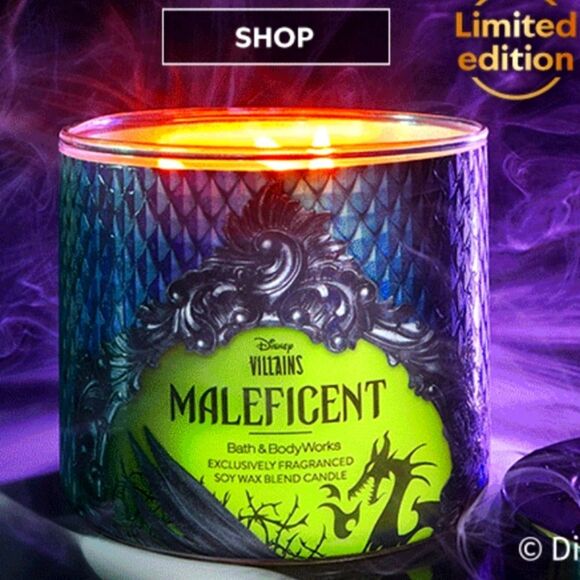 DISNEY VILLIANS x BATH & BODY WORKS Maleficent Holographic 3 Wick Candle NEW - Picture 6 of 9